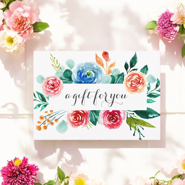 Red Pink White Floral Business Certificat cadeau (Créateur téléchargé)