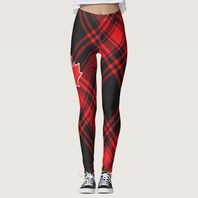 "Red Plaid Canada" Leggings féminins (Devant)