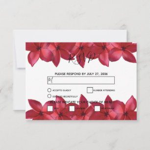 Red Plumeria Frangipani Cartes RSVP de mariage