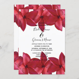 Red Plumeria Frangipani Invitations de mariage