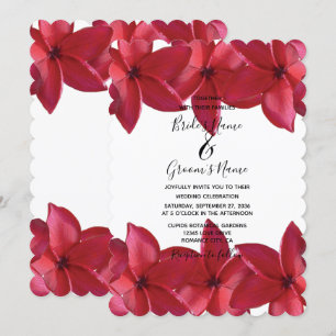 Red Plumeria Frangipani Invitations de mariage