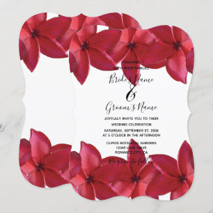 Red Plumeria Frangipani Invitations de mariage