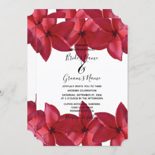 Red Plumeria Frangipani Invitations de mariage
