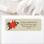 Red Poinsettia Christmas Holiday Étiquette de mess<br><div class="desc">Facilitez l'envoi de votre courrier avec cette étiquette d'adresse de retour personnalisée avec du texte d'adresse personnalisé, un arrière - plan chaleureux de couleur grise avec un poinsettia rouge audacieux, des branches de pin vert, des feuilles et de douces petites fleurs blanches pour un regard amusant mais traditionnel sur le...</div>