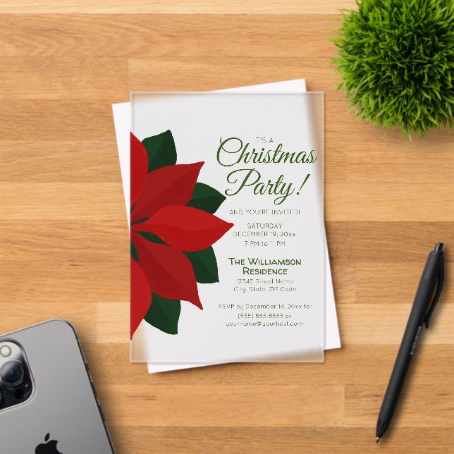 Red Poinsettia Christmas Party Invitation (Insitu (Carte d'invitation))