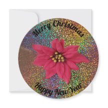 Red Poinsettia Faux Parties scintillant Cartes de