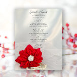 Red Poinsettia White Pearls Winter Wedding Menu<br><div class="desc">Customize the festive Red Poinsettia and White Pearls Winter Wedding Menu with the details of the meal that you will serve at your December bridal shower luncheon, marriage reception dinner or post wedding brunch by adding the salad or first course, entree or second course and dessert or third course. Personalize...</div>