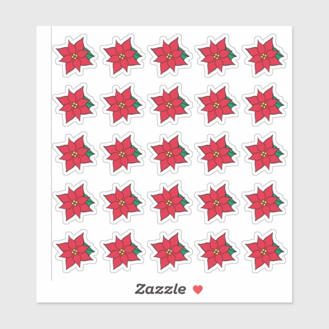 Red Poinsettias Stickers  (Feuille)
