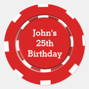 Red poker chip casino étiquette autocollant