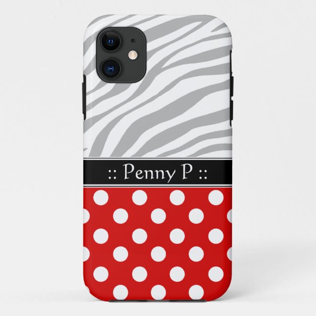Red Polka Dot Faded Zebra Imprimer iPhone 5 Coque (Dos)