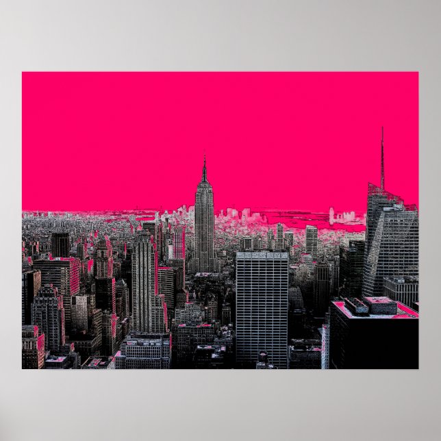 Red Pop Art New York City Poster Imprimer (Devant)