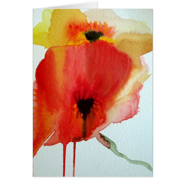 Red Poppies aquarelle art floral moderne (Devant)