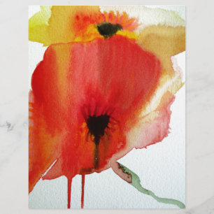Red Poppies aquarelle art floral moderne