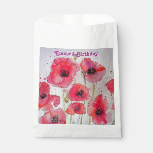 Red Poppy Art Flower Party Favoriser les sacs