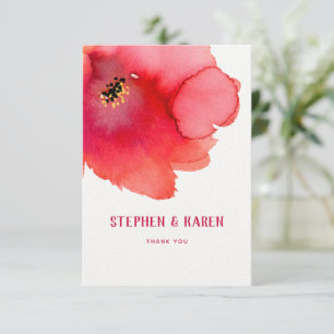 Red Poppy Elegant Mariage Carte de remerciements