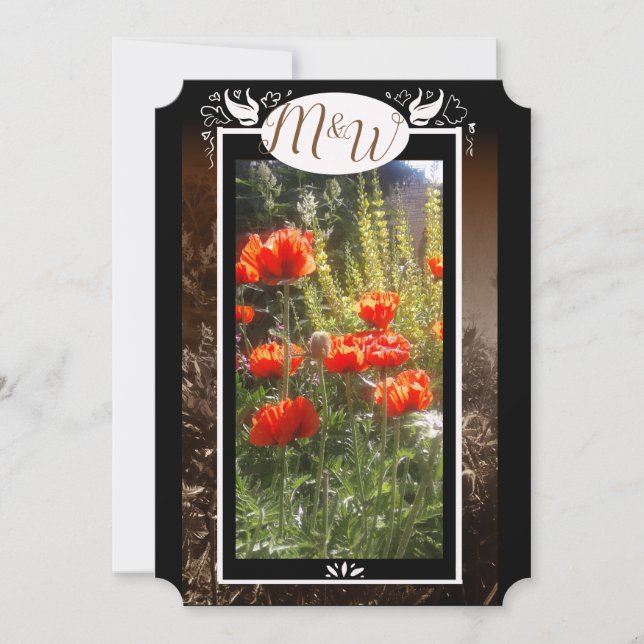 Red Poppy Feilds Invitations de douche à fleurs (Devant)