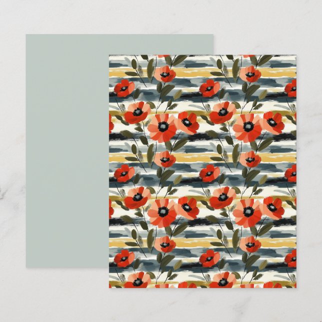 Red Poppy Floral Scrapbook Paper (Devant / Derrière)