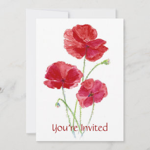 Red Poppy - Invitation de fête personnalisée