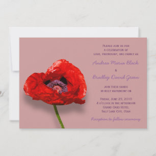 Red Poppy sur Mauve Faire-part de mariage