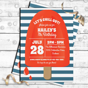 Red Popsicle Invitation de fête d'anniversaire