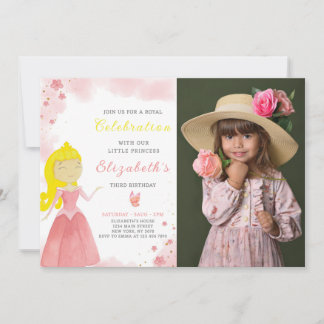 Red Princess Invitation d'anniversaire avec photo
