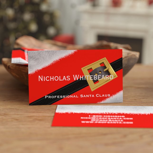 Red Professional Santa Claus Cartes de visite pers (For all Professional Santas. Just add your contact details!🎄)