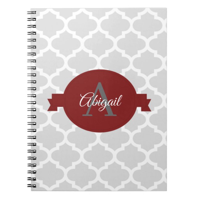 Red Quatrefoil Carnet personnalisé (Devant)