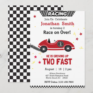 Red Race Car 2e Anniversaire Fête Invitation