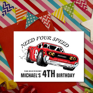 Red Race Car Anniversaire Fête Invitation