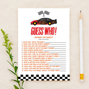 Red Race Car Devine Qui Baby shower Jeu
