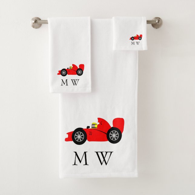 Red Racing Car Design Monogrammed (En situation)