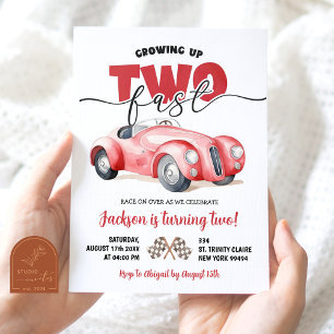 Red Racing Car Deux Fast 2nd Birthday Invitation