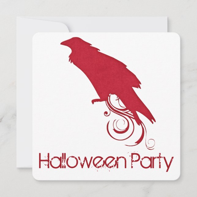 Red Raven Halloween Party Invitation 2 (Devant)