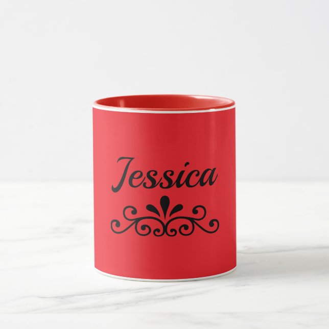 Red-red mug template, black flourish, (Centre)