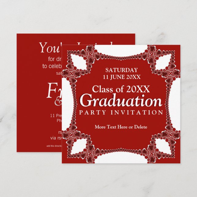 Red Regalia Graduation Invitation (Devant / Derrière)