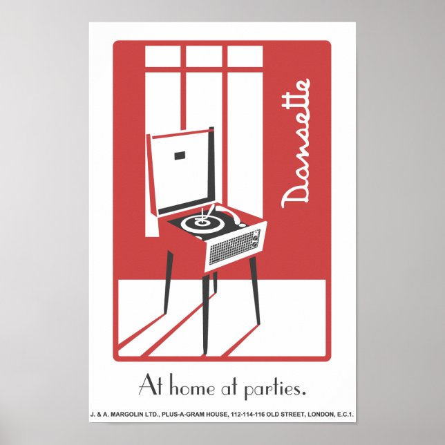 Red Retro Dansette joueur de record Pop Art poster (Devant)