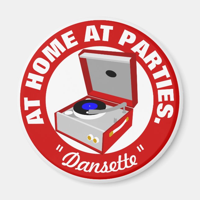 Red Retro Dansette lecteur de disque Magnet (Devant)