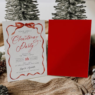 Red Ribbon Christmas Party Invitation