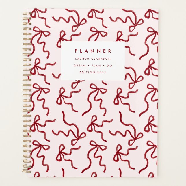 Red Ribbon Coquette Pink Planner (Devant)