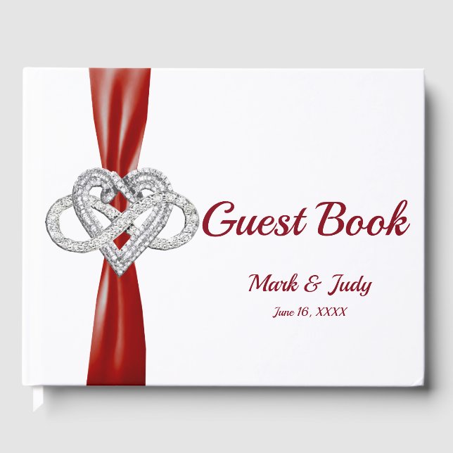 Red Ribbon Infinity Heart Mariage livre d'or (Recto)