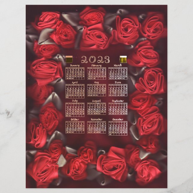 Red Ribbon Rose Border 2023 - Taille de la lettre  (Devant)