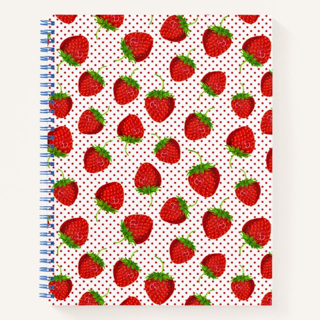 Red Ripe Strawberry and Dots Journal Motif (Devant)