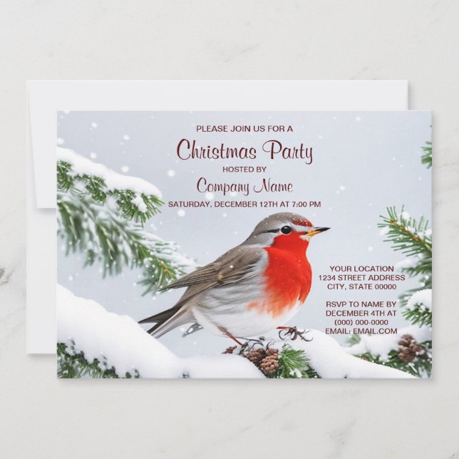 Red Robin Noël Fête Invitation (Devant)