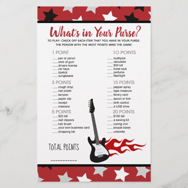 Red Rock Star Rock a Bye What's in Your Purse Game (Devant)