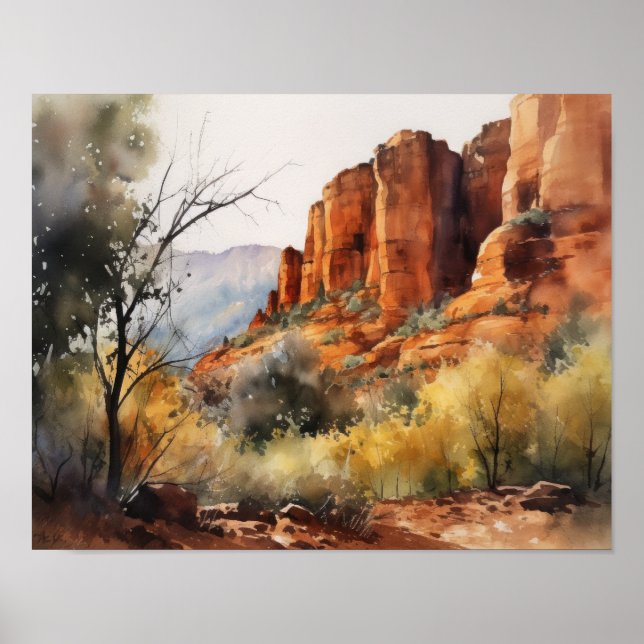 Red Rocks Sedona Arizona Art Imprimer Poster (Devant)