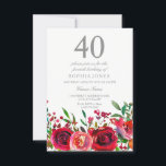 Red Rose 40th Birthday Party Invitation<br><div class="desc">Red Rose 40th Birthday Party Invitation Collection correspondante à Niche et Nest magasin.</div>