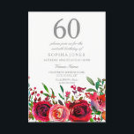Red Rose 60th Birthday Party Invitation<br><div class="desc">Red Rose 60th Birthday Party Invitation Collection correspondante à Niche et Nest magasin.</div>