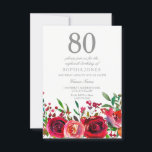 Red Rose 80th Birthday Party Invitation<br><div class="desc">Red Rose 80th Birthday Party Invitation Collection correspondante à Niche et Nest magasin.</div>