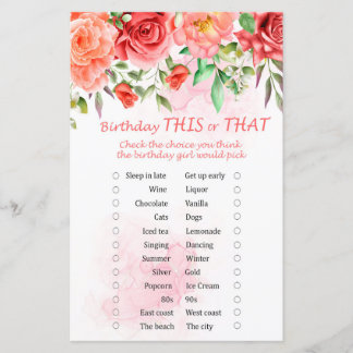 Red Rose Anniversaire Ce ou Ce Jeu