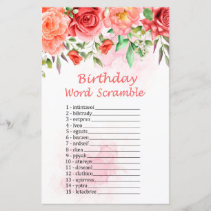 Red Rose Anniversaire Mot Scramble Jeu